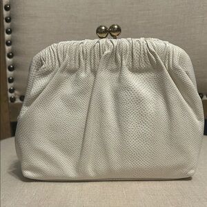 Vintage Etra Leather Cream Clutch Bag